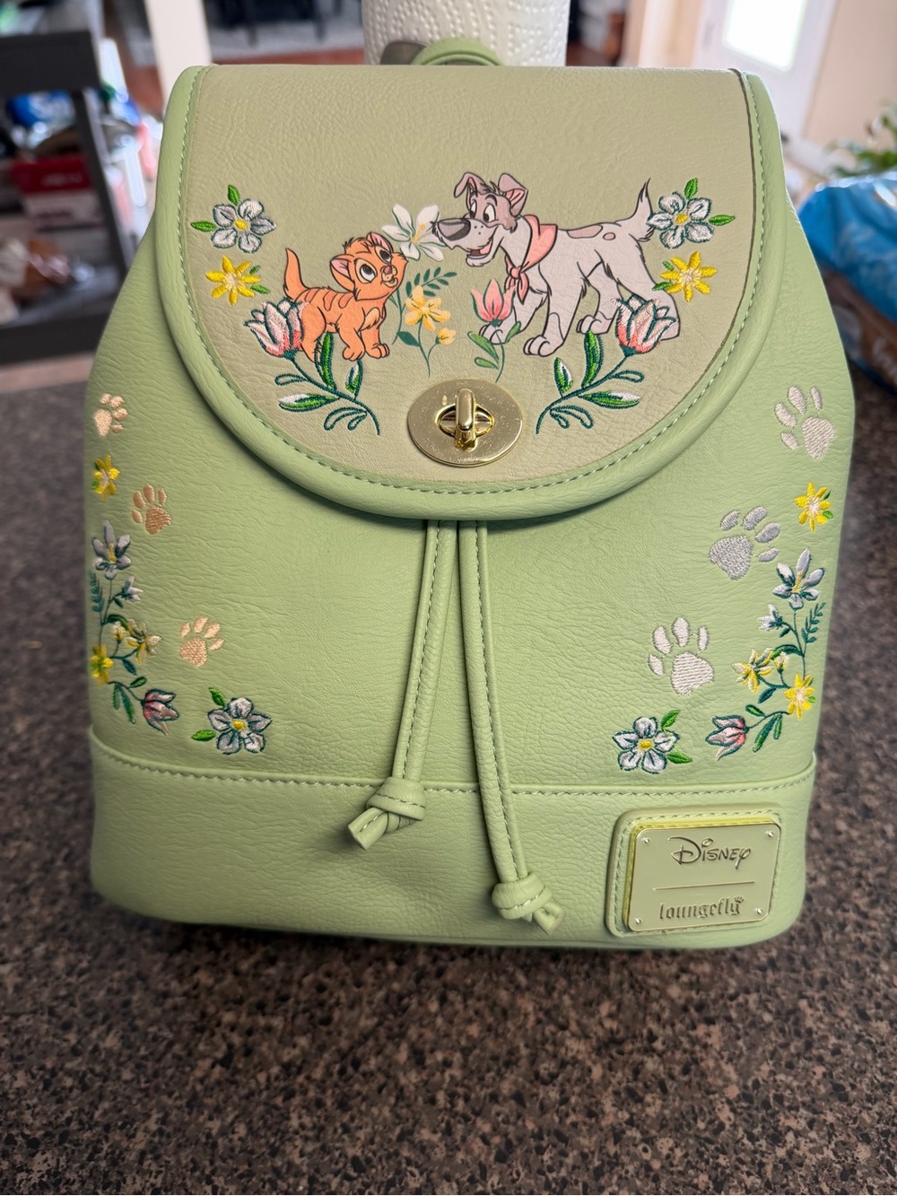 Loungefly Light Green Lady and the Tramp Floral Mini Backpack